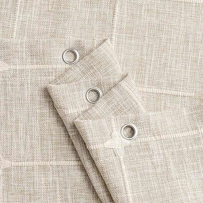 MitoVilla Grey Shower Curtain Set 72 x 78, Boho Farmhouse 78 inch Long Polyester Linen Tassel Ultra Thick Heavy Duty Fabric Shower Curtains for Chic Cottagecore French Rustic Bathroom Decor