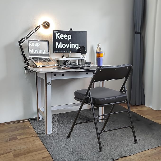 KAIHAOWIN Folding Chairs with Ultra Thick Padded Seat Foldable Chair Indoor Comfortable Metal Chairs with Soft Cushion Black