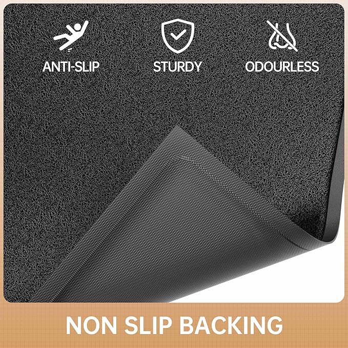 Sturdy Front Door Mat, 36" x 72" Heavy Duty Outdoor Indoor Mats to Trap Dirt and Moisture, Non-Slip Waterproof Doormat Inside Entrance, Washable Welcome Mats for Home Entryway(Black)