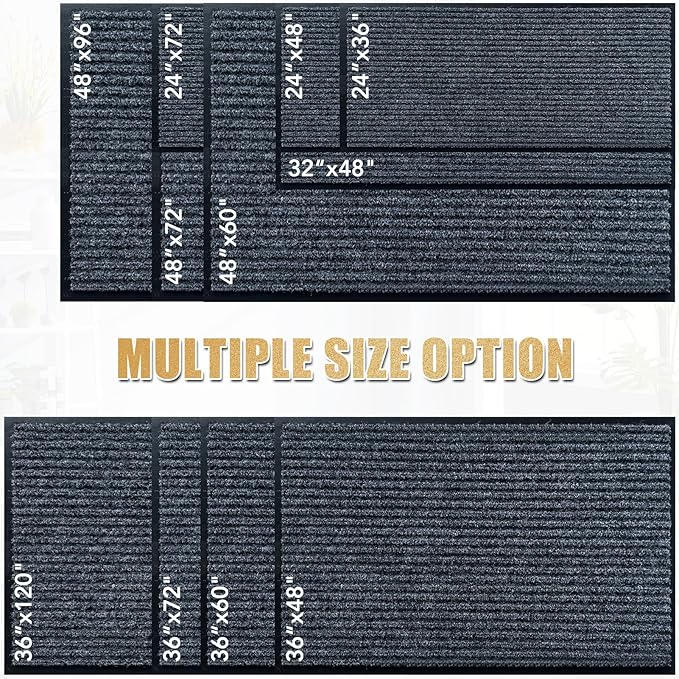 Front Door Mat,3'x5'Indoor Outdoor Door Mat,Heavy Duty Durable Welcome,Commercial Floor Mats Inside Outside Entrance, Waterproof All-Season, All-Weather Non Slip Backing Doormat for Entryway,Black