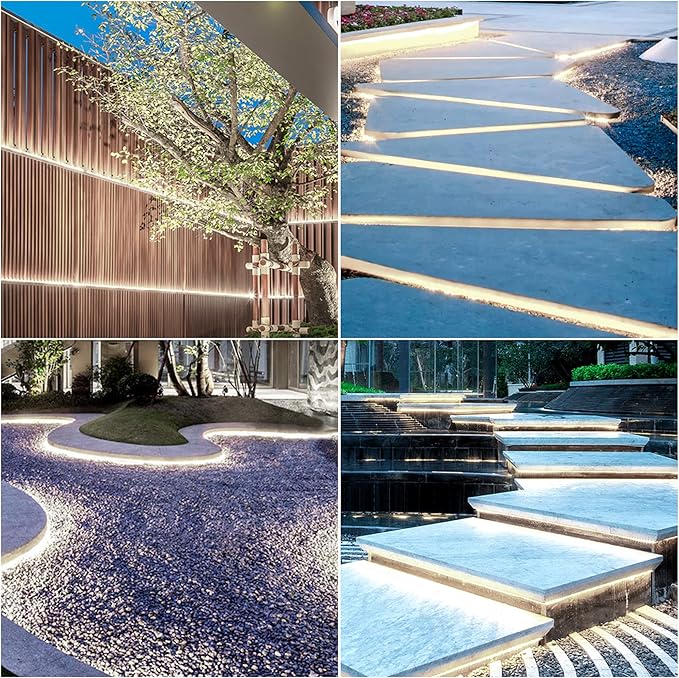 COB LED Strip Lights,Natural White 4000K,DC24V IP67 Waterproof LED Strip,480LEDs/M,16.4ft/5M,8MM Wide,CRI90+,Outdoor cob led Strip for Bathroom Decor,Pool,Garden (Adapter Not Include)