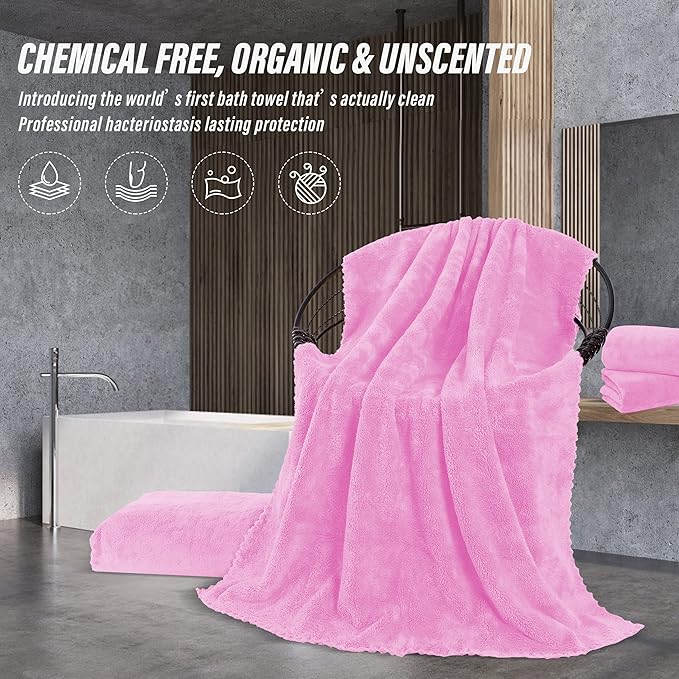 MOONQUEEN 2 Pack Premium Bath Towel Set - Quick Drying - Microfiber Coral Velvet Highly Absorbent Towels - Multipurpose Use as Bath Fitness, Bathroom, Shower, Sports, Yoga Towel (Frozen Berry)