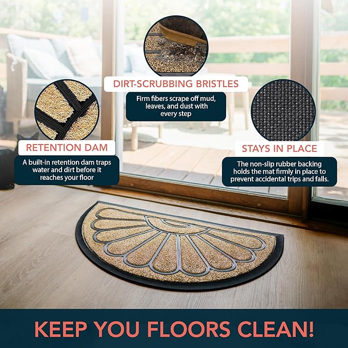 ubdyo Front Door Mat - Low Pile Front Door Mat Outside Entrance - Muddy Dirt Trapping Welcome Matt Outdoor - Rubber Backing Anti Slip Indoor Doormat Entrance, 29" x 17", Bright Yellow