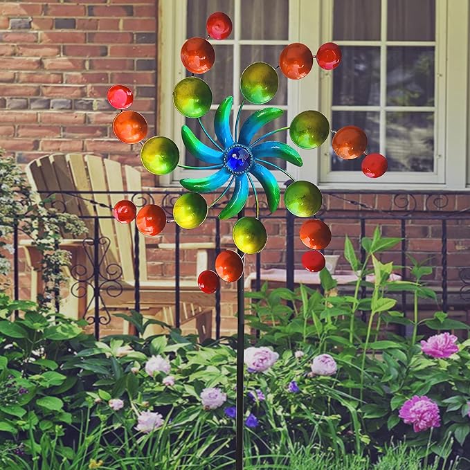 39" Metal Wind Spinners, Wind Sculptures Garden Stake,Outdoor Windmill for Yard and Garden Lawn Patio Decor