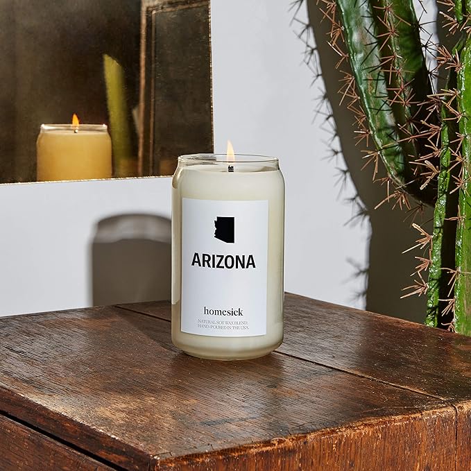 Homesick Scented Candles for Home (Arizona) - 13.75 oz Long-Lasting Soy Wax Jar Candle for Women & Men for All Occasions, 60-80 Hours Burn Time - Notes of Musk, Orange & Lime