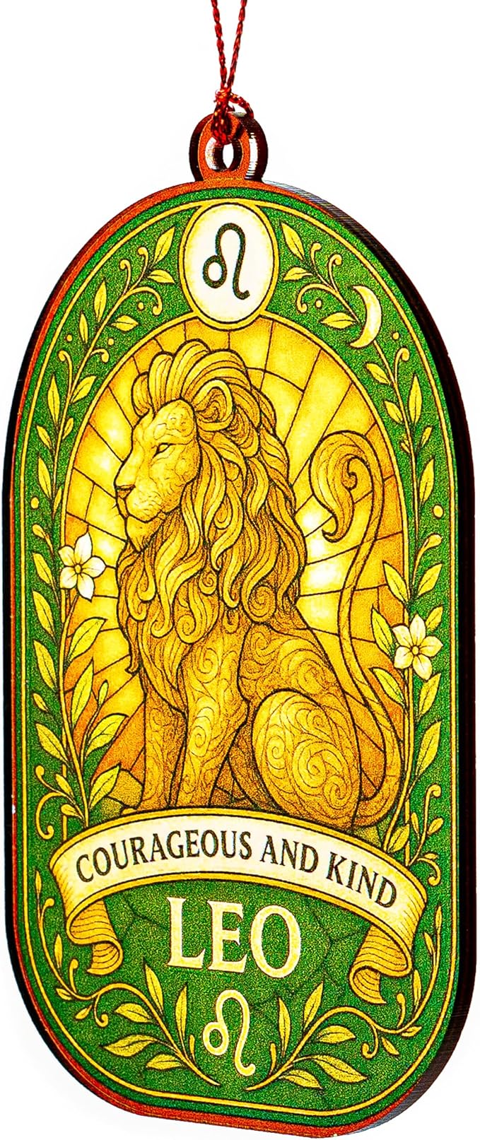 Leo Gifts for Women, Leo Birthday Decorations, Leo Zodiac Christmas Ornament, Astrology, Christmas Ornament 2025, Suncatcher Effect Stained Glass Window Hanging, car Hanging Accessories
