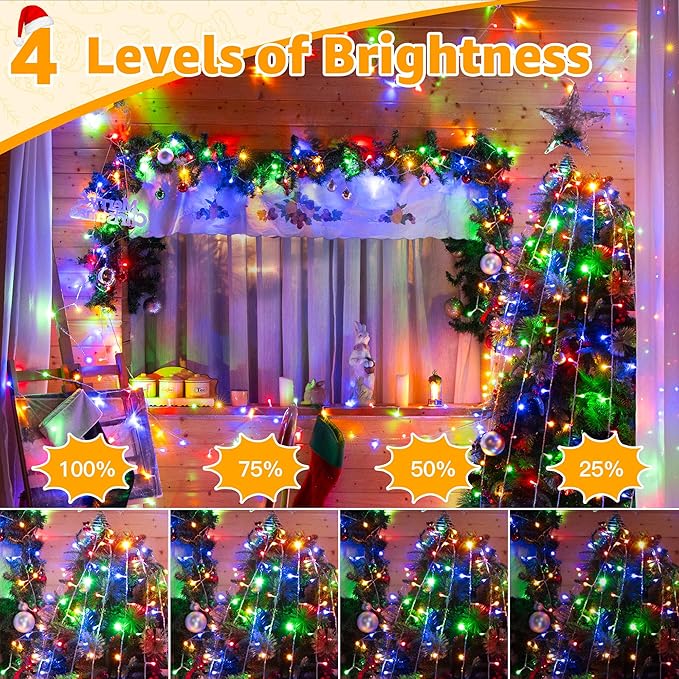 Ollny Christmas Lights Outdoor 800LED 262FT, Multicolor Plug in Fairy Light with Remote, 8 Modes Waterproof Timers Dimmable LED String Lights for Indoor House Outside Bedroom Patio Balcony