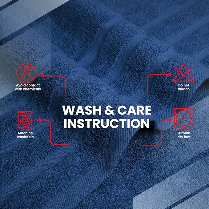 Infinitee Xclusives 100% Cotton Luxury Bath Towels Set of 2 (27x54 Inches) (Tranquil Navy, Bath Towels - Pack 2)