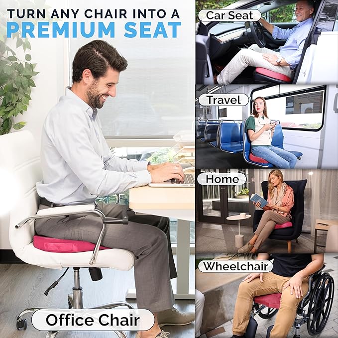 ComfiLife Premium Gel & Memory Foam Seat Cushion – Doctor Recommended Office Chair Cushion, Car Seat Cushion – Chair Cushions for Back & Sciatica Pain Relief – Seat Cushions for Office & Desk (Pink)