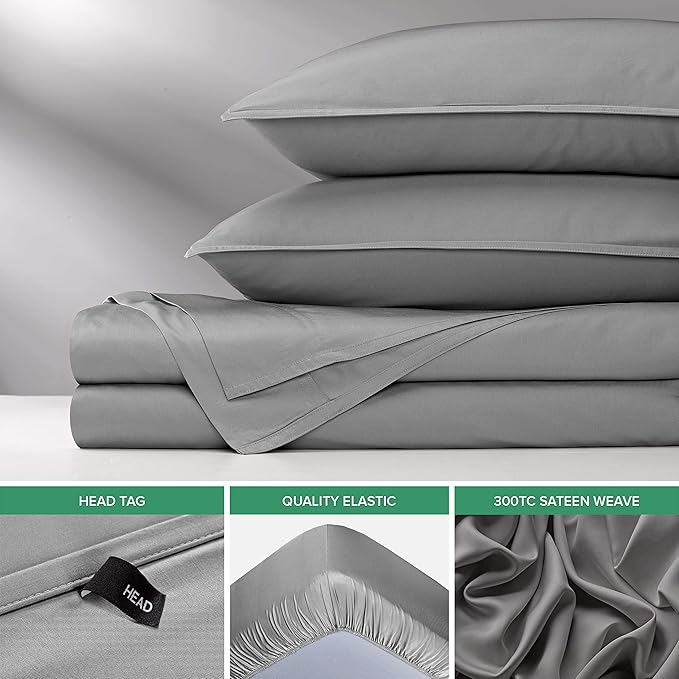Twin XL Sheets by Pure Bamboo, Genuine 100% Organic Viscose Derived from Bamboo Bed Sheet Set, Luxuriously Soft & Cooling, Double Stitching, Lifetime Quality Promise (Twin XL, Stone Grey)
