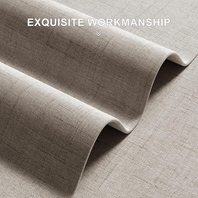 100% Blackout Curtains for Bedroom, Thermal Insulated Curtains 63 Inch Length Curtain 2 Panels, Luxury Soft Farmhouse Linen Textured Full Light Blocking Room Darkening Drapes, W52xL63, Brown