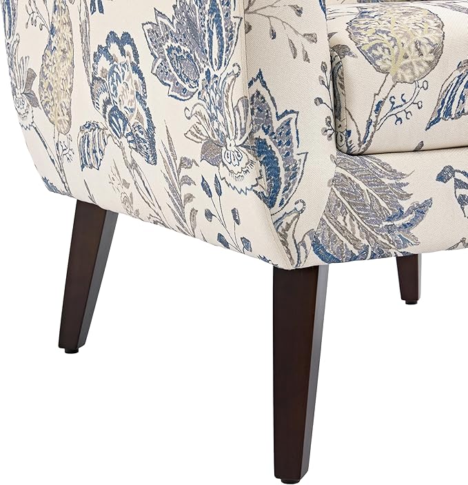 UIXE Floral Accent Chair, Modern Upholstered Armchair in Fabric for Living Room, Comfy Club Arm Chairs Single Sofa Button Tufted Bedroom Reading Seat - Pattern Leaf, Set of 1