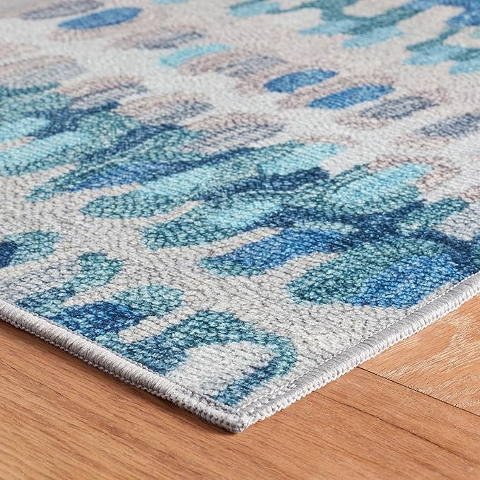 Dash & Albert Paint Chip Multi Machine Washable Rug, 8.5 X 11.5 Feet, Blue/Green Geometric Pattern