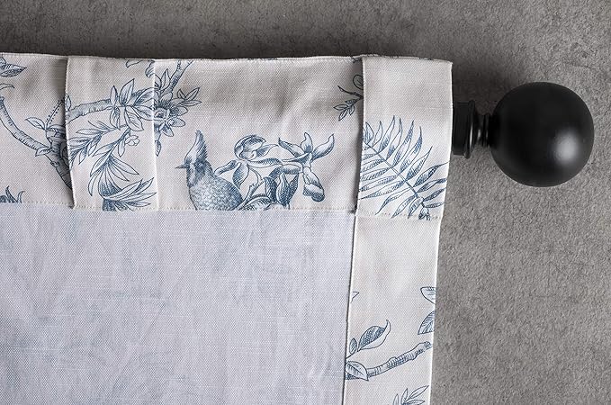 Maison d' Hermine Curtains for Living Room 100% Cotton 96 inch Length One Panel Light Filtering Toile Curtains for Bedroom Windows with Rod and Loop Pockets Drapes (Jouy Paradise Blue, 50" W x 96" L)