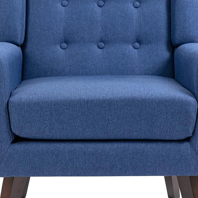 UIXE Accent Chair Modern Upholstered Armchair, Mid Century Club Arm Chairs, Comfy Single Lounge Sofa Living Room Button Tufted Armrest Side Reading Seat for Dorm Bedroom Home Office, Blue