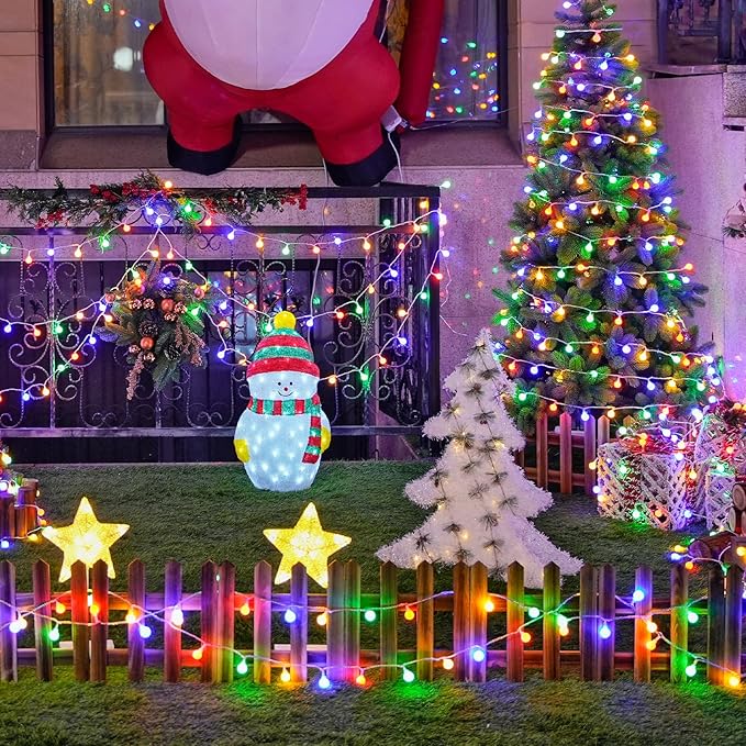 JMEXSUSS 100 LED Connectable Christmas String Lights Indoor Plug in, 33ft 8 Mode Globe String Lights with Remote, Fairy Christmas Lights for Bedroom Room Tree Party Christmas Decoration (Multicolor)