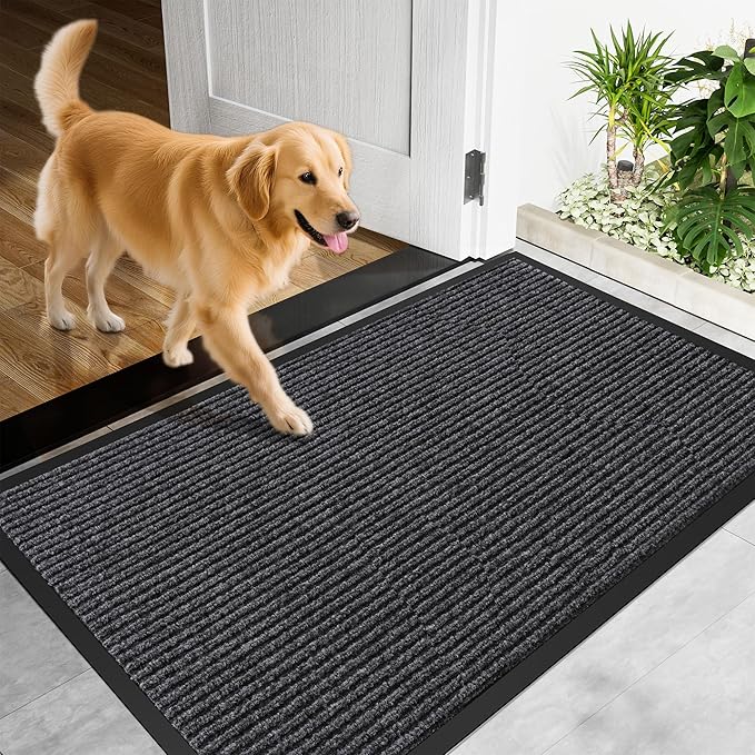 Front Door Mat, 48" x 36" Heavy Duty Indoor Outdoor Doormat, Non-Slip, Rubber Backing Low Profile, Welcome Commercial Door Mats for Entryway