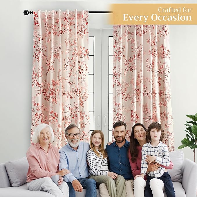 Maison d' Hermine Curtains for Living Room 100% Cotton 84 inch Length One Panel Light Filtering Curtains for Bedroom Windows with Rod and Loop Pockets Drapes (Equinoxe Terracotta, 50" W x 84" L)