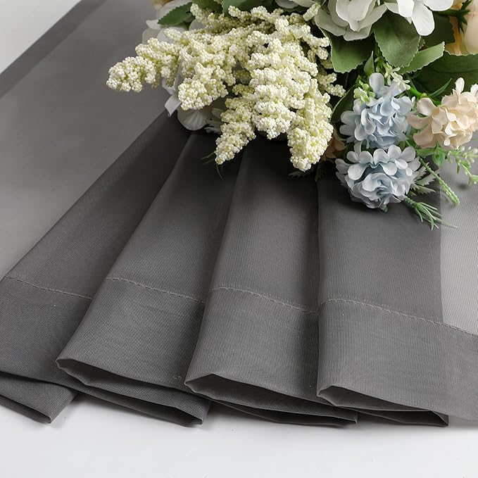 Aiyufeng Grey Sheer Curtains for Bedroom, Semi Sheer Privacy Curtains & Drapes Sunlight Filter for Hallway Window Guest Room Country House, 40 x 63 inches Long, 2 Panels