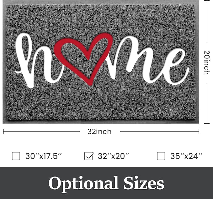 StepLively Door Mat Home Welcome Mats Outdoor and Indoor, Heavy-Duty Low-Profile Non-Slip Durable Front Welcome Mat Doormat for Home Entrance, Outside Entry, Yard, Floor, Patio (32''x20'', Grey)