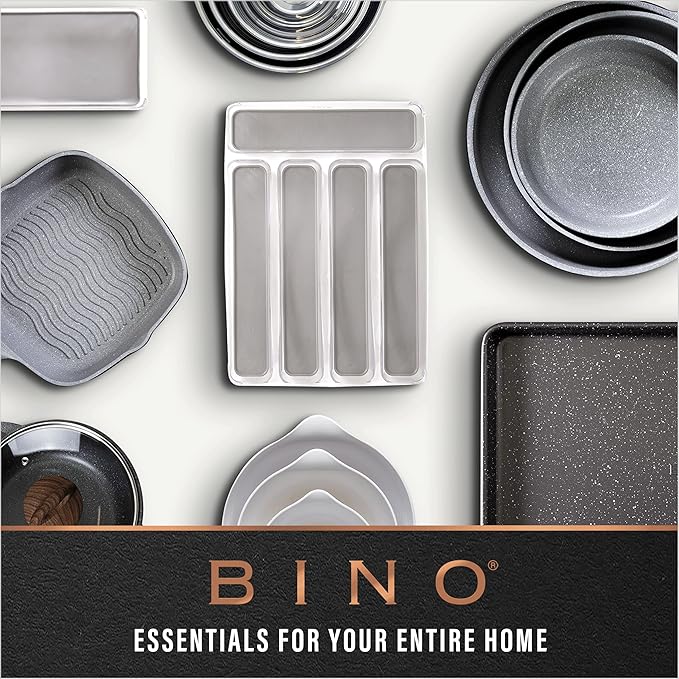 BINO | Plastic Storage Bins, Medium - Shallow | THE HANDLER COLLECTION | Multipurpose Organizer Bins | Kitchen Pantry Organizers and Storage | Clear Containers for Organizing Home | Freezer Organizer