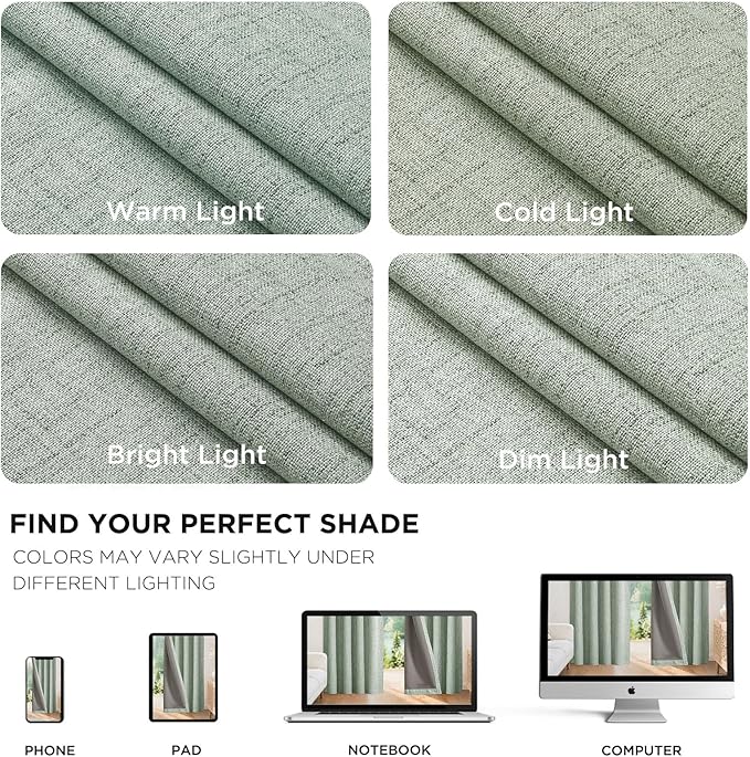 Joydeco Blackout Curtains for Bedroom - 100% Light Blocking 2 Panels Sage Green Drapes 100"W x 120"L, Thermal Insulated Room Darkening Curtains, Linen Textured for Living Room, Rod Pocket & Back Tabs