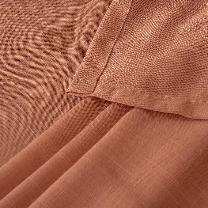 BGment Linen Short Curtains 40 Inch Length for Window, Terracotta Drapes for Kitchen Cafe Over Sink Bathroom Decor Rod Pocket Rustic Textured Lightweight Semi Sheer, 2 Panels Set, Each 30 Inch Wide