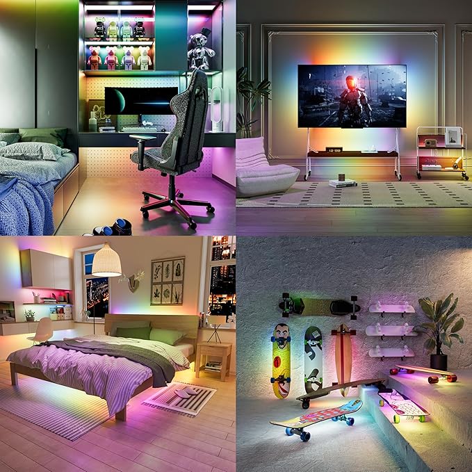 MIWISE RGB Smart IC COB LED Strip Lights, USB LED Strip Light Addressable, Color Changing with Music Sync, Multiple Colors App Control, Works with Alexa and Google for TV, Bedroom, Cabinet, 9.84ft