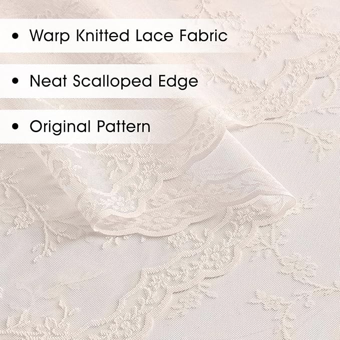 Sheer Lace Curtains 72 Inches Long, Vintage Floral Light Filtering Blush Pink Lace Curtains for Living Room & Bedroom, Rod Pocket, 2 Panels Set, Branch Pattern (Blush Pink, 52" W x 72" L)