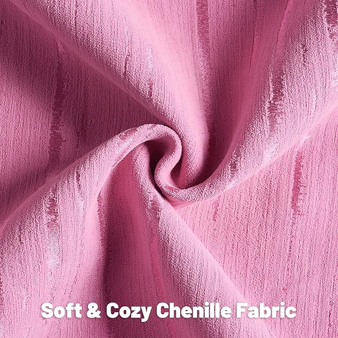 FUTEI Hot Pink Chenille Decorative Throw Pillow Covers 22x22 Inch Set of 2,Soft Embossed Striped Textured Cushion Case,Modern Home Decor for Couch Bed Living Room