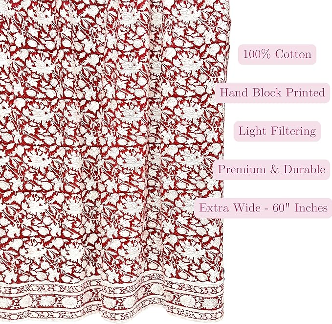 ATOSII Cotton Curtains (Meraki Red, 1 Panel - W 60" X L 108")