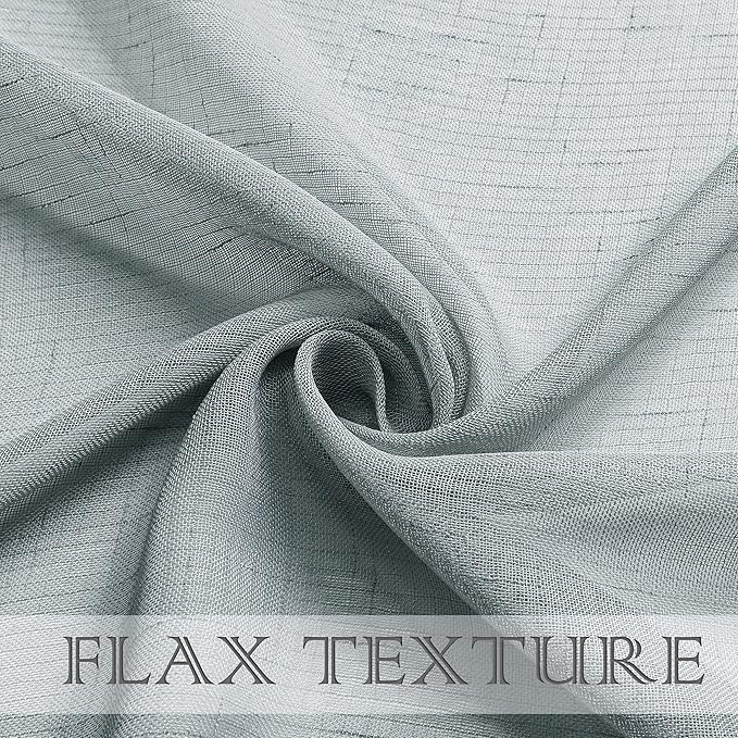 Spa Linen Sheer Curtain Panel Pairs with Grommets/Eyelets Rustic Window Drape Treament Decoration for Living Room Bedroom Farmhouse, 54x63 Inch, 2 Panels