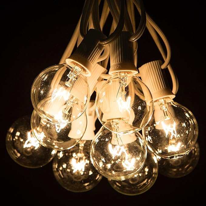 Hometown Evolution, Inc. 25 Foot Globe String Lights (G40 Clear - White Wire - 1.6 Inch 5 Watt Bulbs)