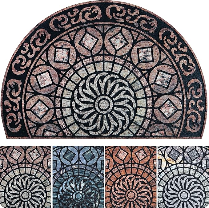 ubdyo Welcome in Style Front Door Mat - Low Pile Front Door Mat Outside Entrance - Muddy Dirt Trapping Welcome Matt Outdoor - Rubber Backing Anti Slip Indoor Doormat Entrance - Large 23" x 36"