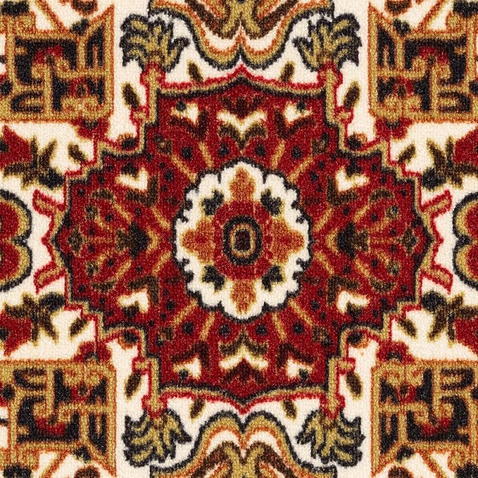 Antep Rugs Alfombras Oriental Traditional 5x7 Non-Skid (Non-Slip) Low Profile Pile Rubber Backing Indoor Area Rugs (Maroon, 5' x 7' Oval)