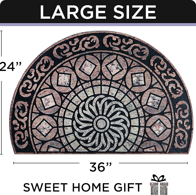 ubdyo Welcome in Style Front Door Mat - Low Pile Front Door Mat Outside Entrance - Muddy Dirt Trapping Welcome Matt Outdoor - Rubber Backing Anti Slip Indoor Doormat Entrance - Large 23" x 36"