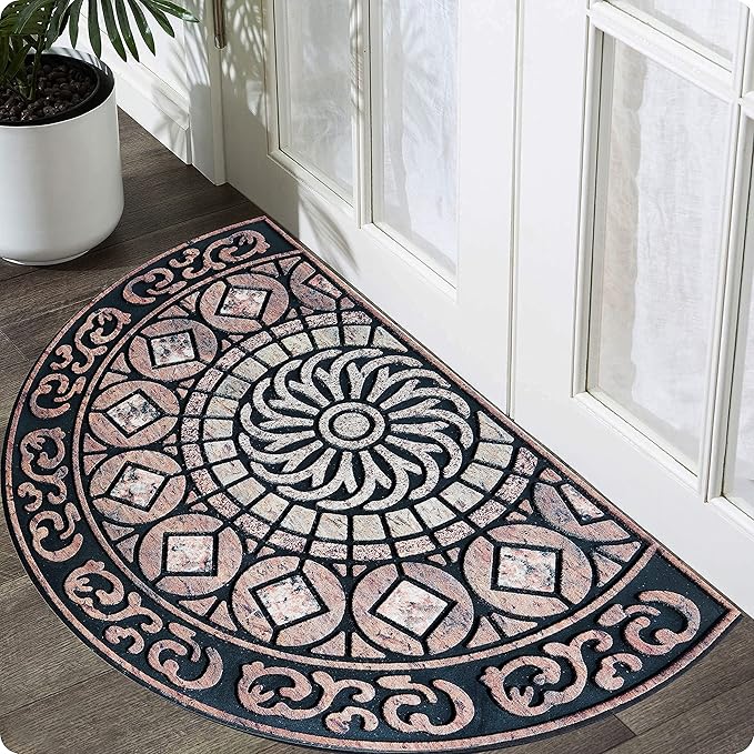 ubdyo Welcome in Style Front Door Mat - Low Pile Front Door Mat Outside Entrance - Muddy Dirt Trapping Welcome Matt Outdoor - Rubber Backing Anti Slip Indoor Doormat Entrance - Large 23" x 36"