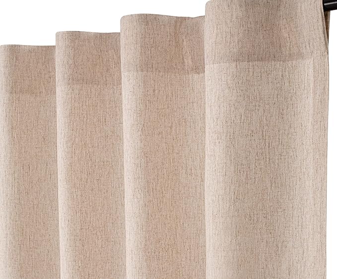 Natural Linen Tab Top Curtains 50x96 inch Set of 2 Panels - Long Flax Drapes for Living Room & Bedroom, Farmhouse Window Curtains, Rustic Linen Drapes for Modern Farmhouse & Boho Style Décor