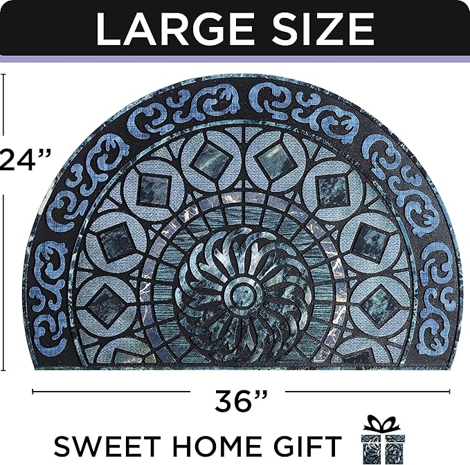 ubdyo Warm Stylish Front Door Mat - Low Pile Front Door Mat Outside Entrance - Muddy Dirt Trapping Welcome Matt Outdoor - Rubber Backing Anti Slip Indoor Doormat Entrance - Large 23" 'x 36"
