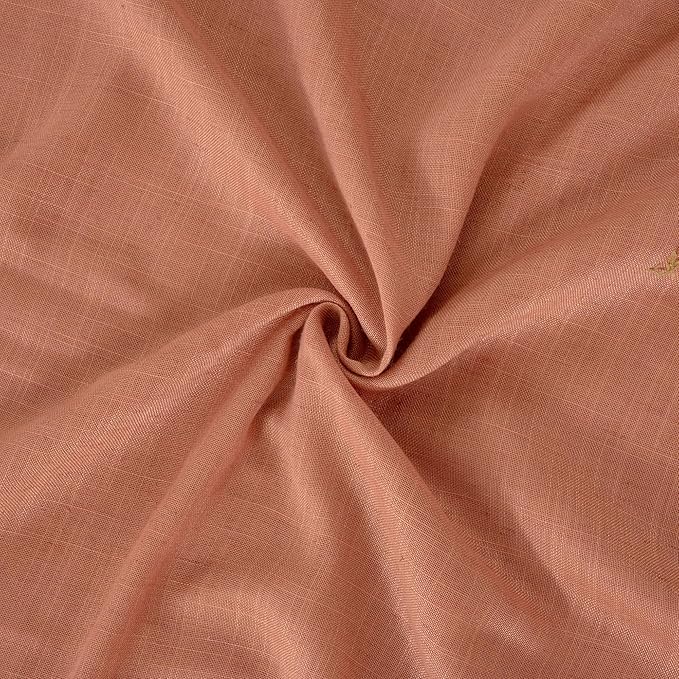 BGment Linen Short Curtains 40 Inch Length for Window, Terracotta Drapes for Kitchen Cafe Over Sink Bathroom Decor Rod Pocket Rustic Textured Lightweight Semi Sheer, 2 Panels Set, Each 30 Inch Wide