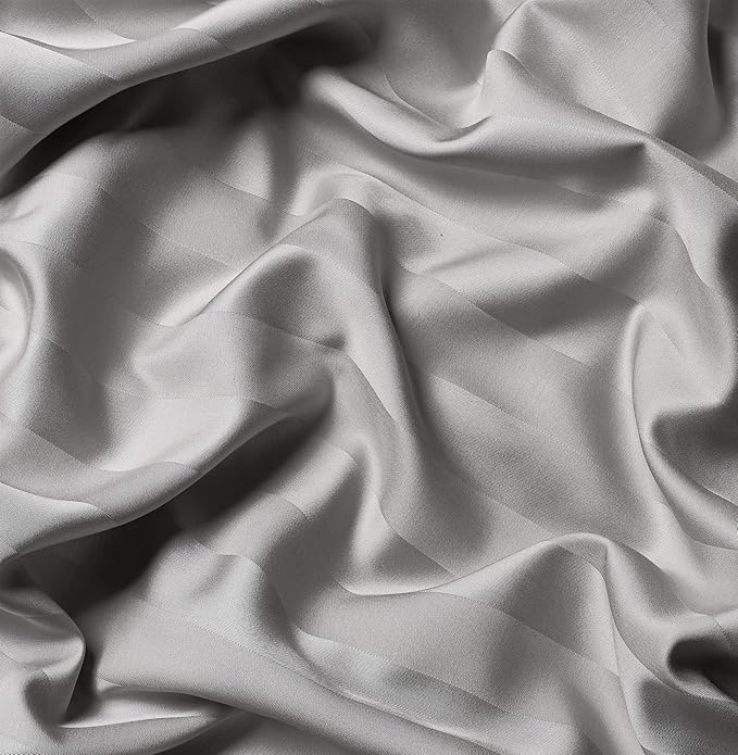 Queen Sheets by Pure Bamboo, Genuine 100% Organic Viscose Derived from Bamboo Bed Sheet Set, Luxuriously Soft & Cooling, Double Stitching, Lifetime Quality Promise (Queen, Jacquard Silver)