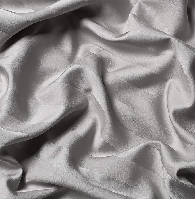 Full Sheets by Pure Bamboo, Genuine 100% Organic Viscose Derived from Bamboo Bed Sheet Set, Luxuriously Soft & Cooling, Double Stitching, Lifetime Quality Promise (Full, Jacquard Silver)