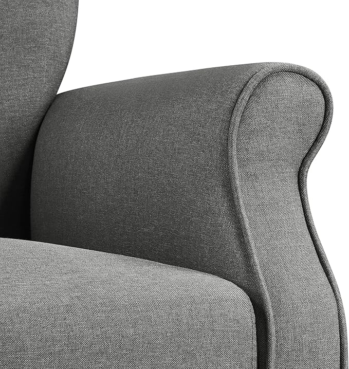 Yaheetech Modern Armchair, Mid Century Accent Chair with Sturdy Wood Legs and High Back for Small Space, Upholstered Fabric Sofa Club Chair for Living Room/Bedroom/Office, Dark Gray
