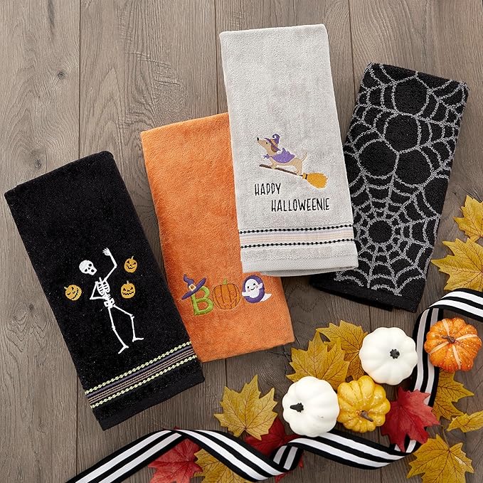 SKL Home Halloween Juggling Skeleton Hand Towel Set for Bath/Kitchen/Bar & Gift, 2 Count