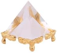 Petrichor 2.3 inch Crystal Pyramid with Gold Stand for Prosperity, Positive Energy & Good Luck | Decoration & Gifts (Pack of 2)