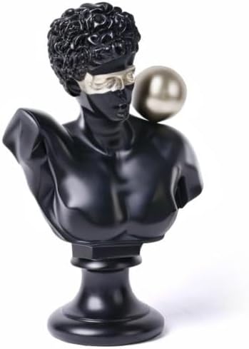 Abstract Sculpture Decor Modern Arts Greek Bust Figurine Table Centerpiece Statue Polyresin Black 13.8 inch