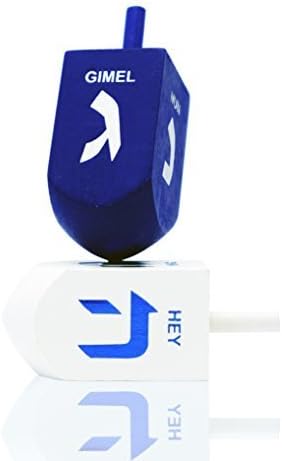 The Dreidel Company Let's Play The Hanukkah Game Extra Large Blue & White Wood Dreidels 2-Pack XL