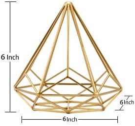 6 inches-Bright Gold Iron Sphere-Diamond Shape, Geometric Sculpture Decorative Sphere,Tabletop Decorations for Living Room, Study，Bedroom，Modern Home Decor Accents