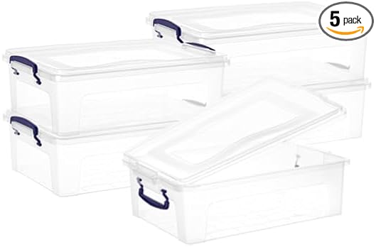 Superio Clear Storage Boxes with Lids, 22 Quart BPA Free Plastic Containers, Bins for Organizing, Stackable Crates, Organizer Totes for Home, Office, School, and Dorm