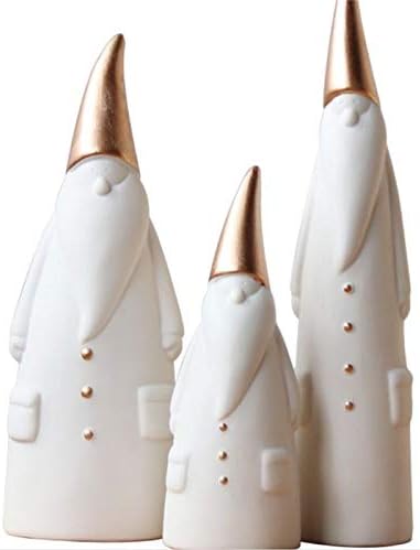 Ceramic Santa Claus Statue, Cute Statues, Father Christmas Figurines for Home Desk Shelf Decor/A Set of 3pcs (Father Christmas/A Set 3pcs) (White)